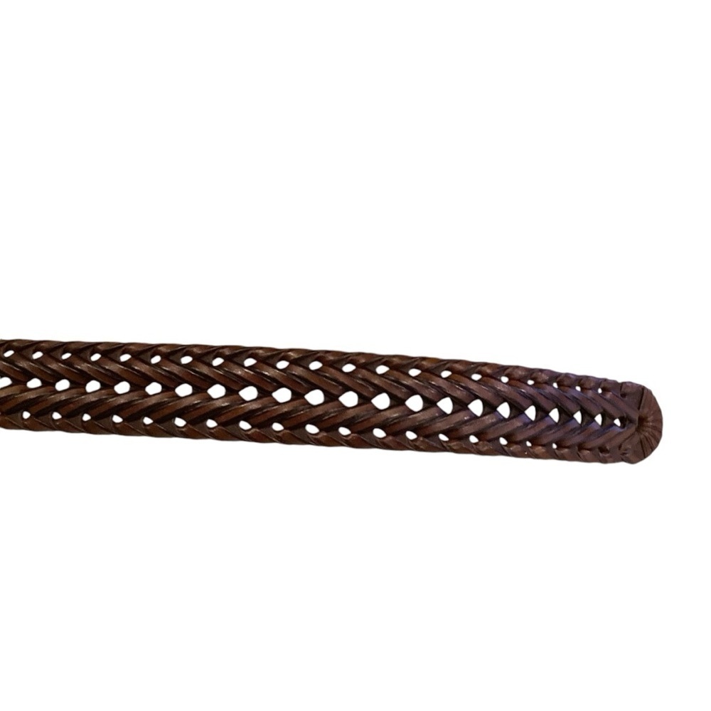 Dockers Brown Leather & PU Leather Woven Belt  38” L Adjustable Sz Silver Buckle - Picture 12 of 16